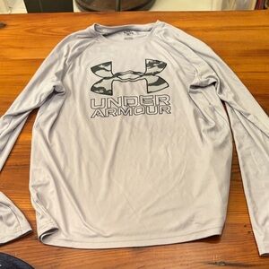 Under Armour Men's Light Gray Camo Logo Long Sleeve Tee